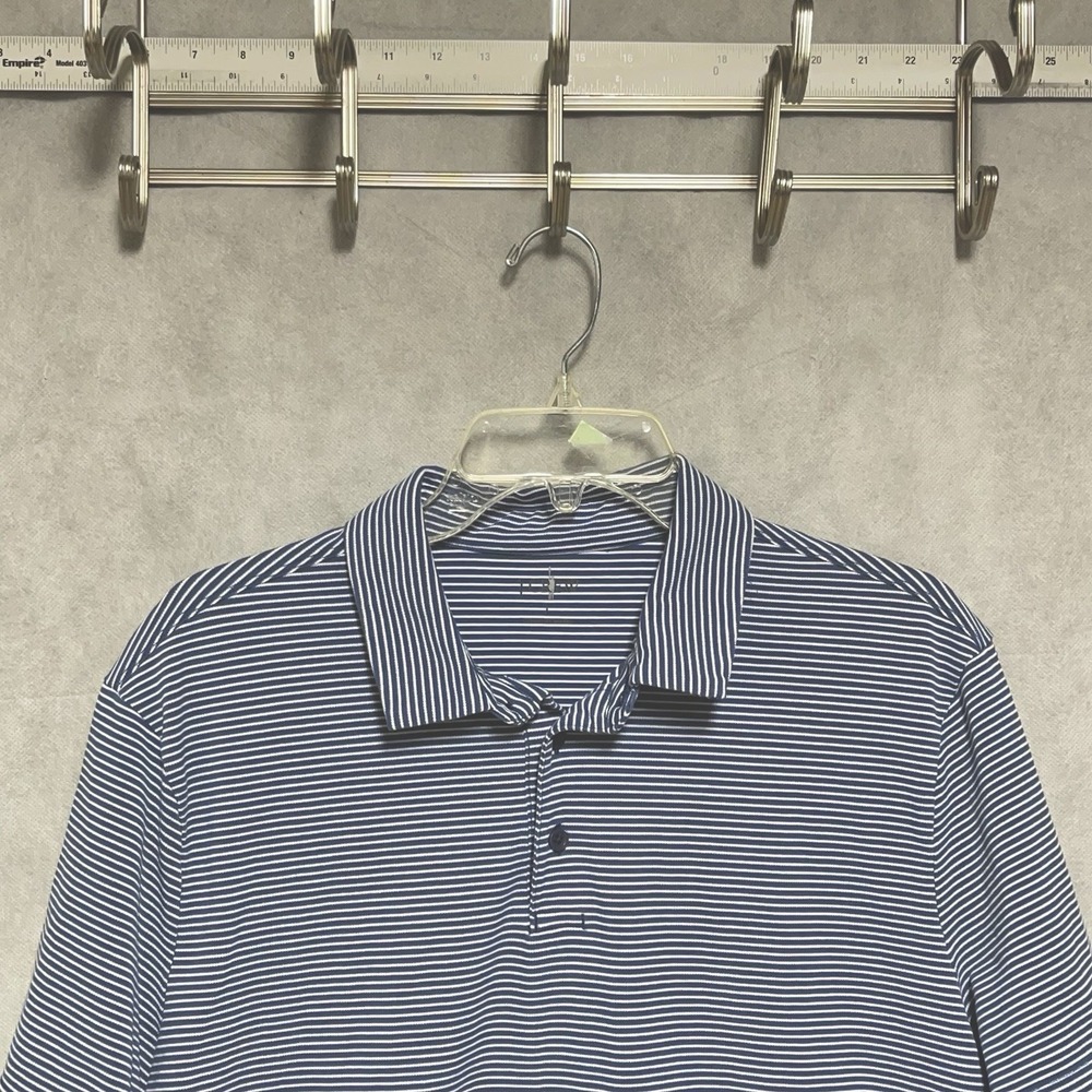 NWOT J Crew Polo Shirt Men L Blue Striped Pique Oarsman Fisherman Rugby Casual